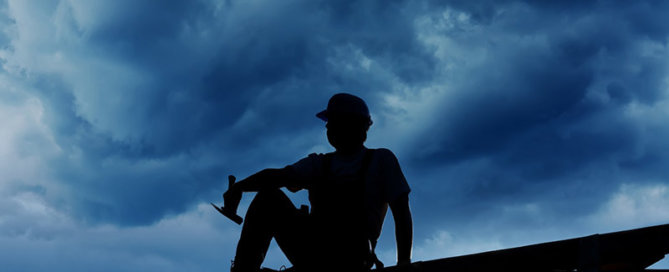 Roofer on the roof