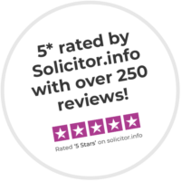 5* rated by Solicitor.info with over 250 reviews!