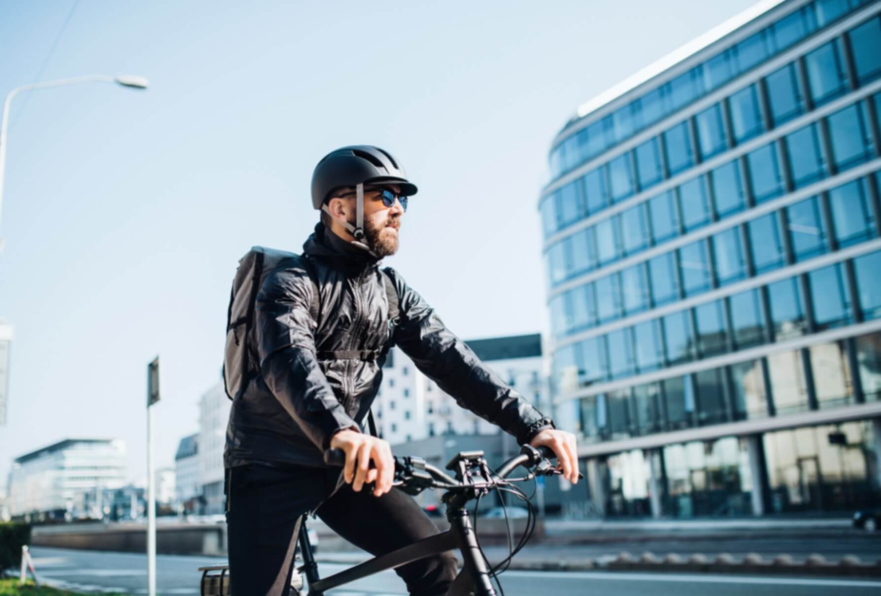 cyclist wearing helmet