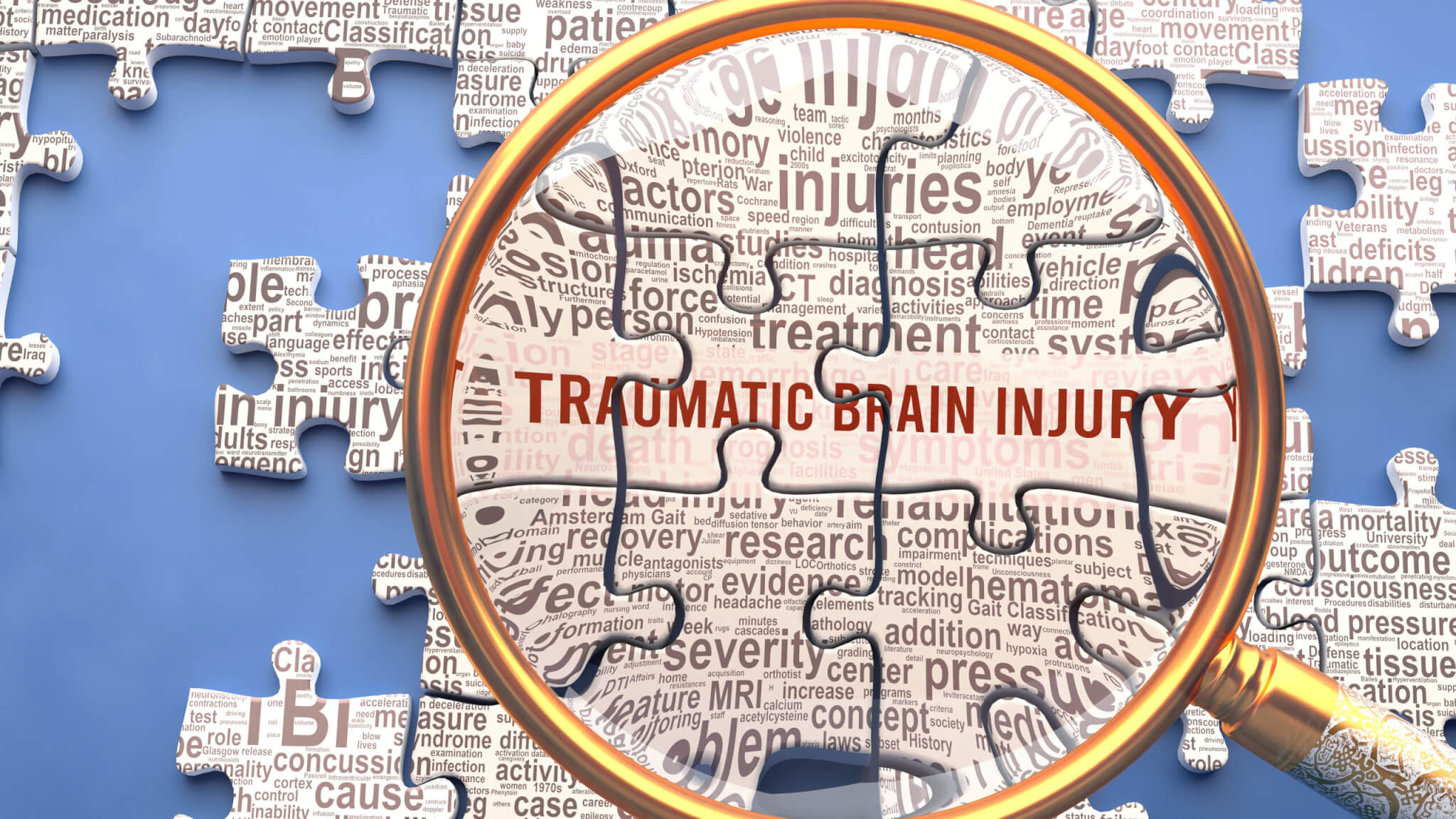 Jigsaw pieces spelling traumatic brain injury