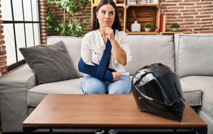 injured woman thinking