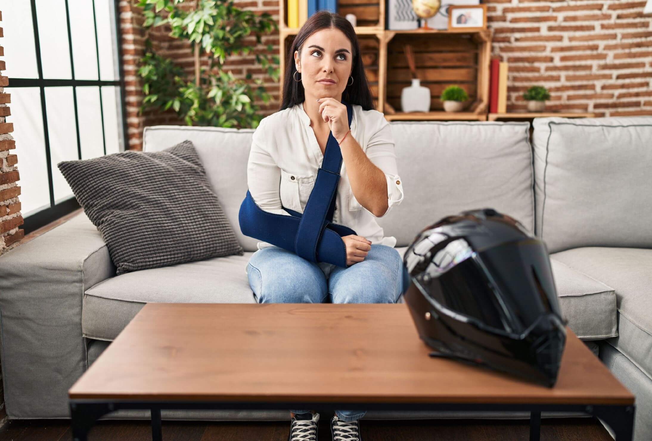 injured woman thinking