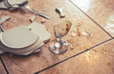 broken plates and broken wine glass