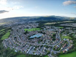 Neath town centre aerial view