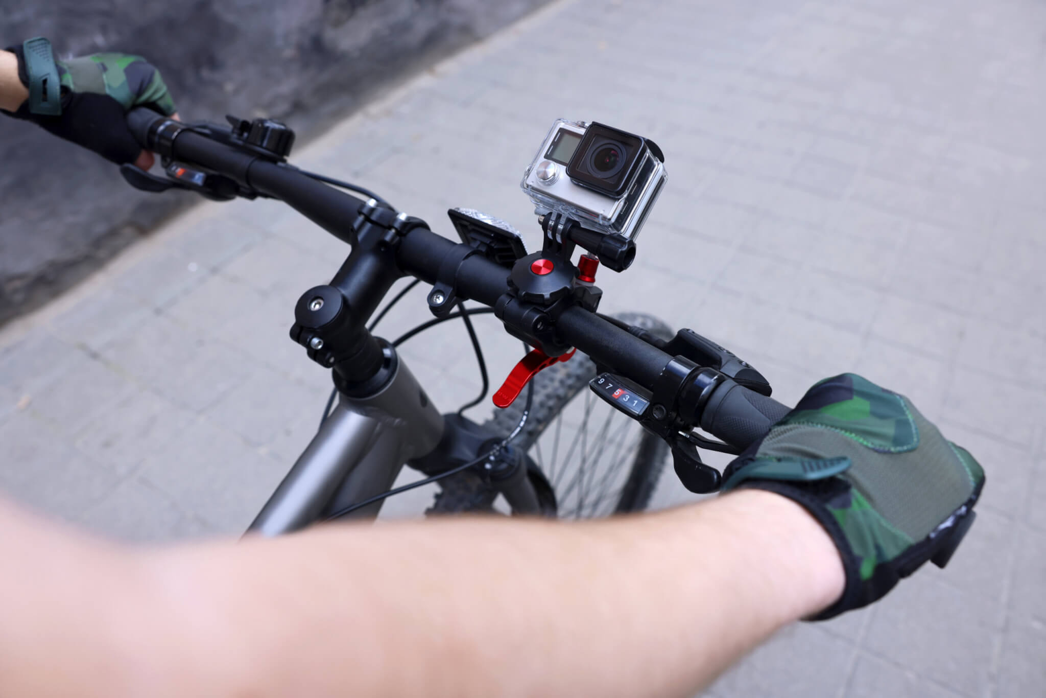 bicycle with handlebar mounted camera