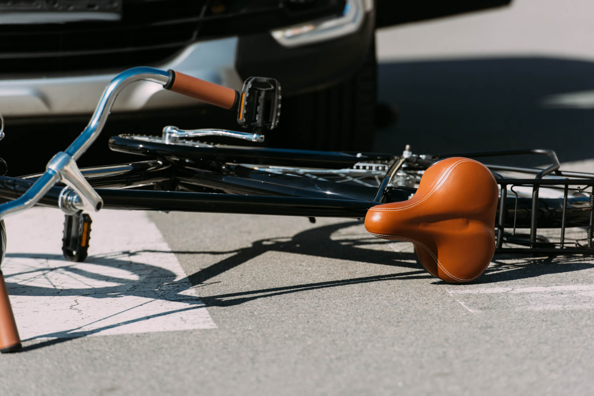overturned bicycle on the road